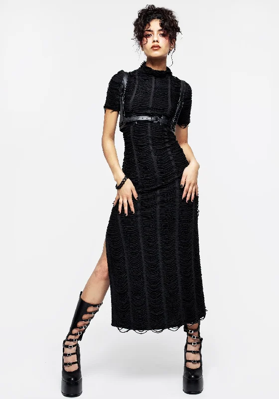 Rivet punk dress-Feud Distressed Maxi Dress