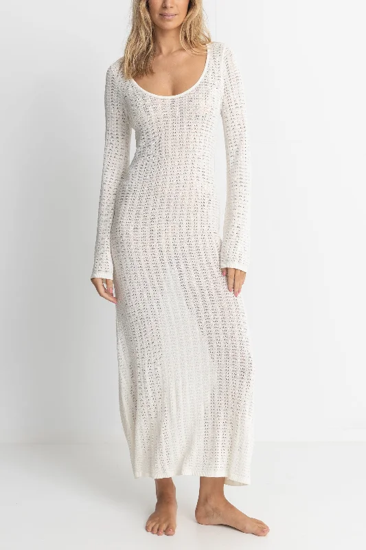 Turtle-neck wedding dress-Georgia Knit Maxi Dress White