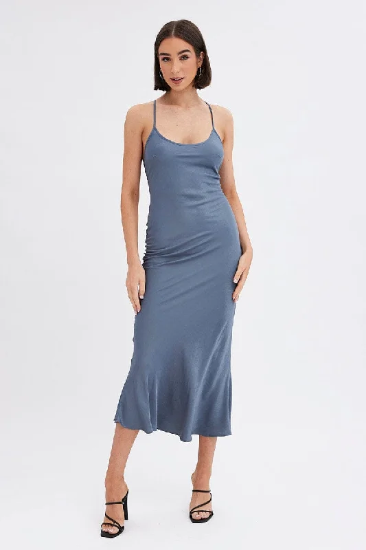 Glitzy maxi dress-Grey Maxi Dress Sleeveless