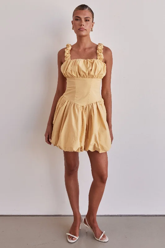 Coral gold dress-Guinevere Mini Dress (Yellow)