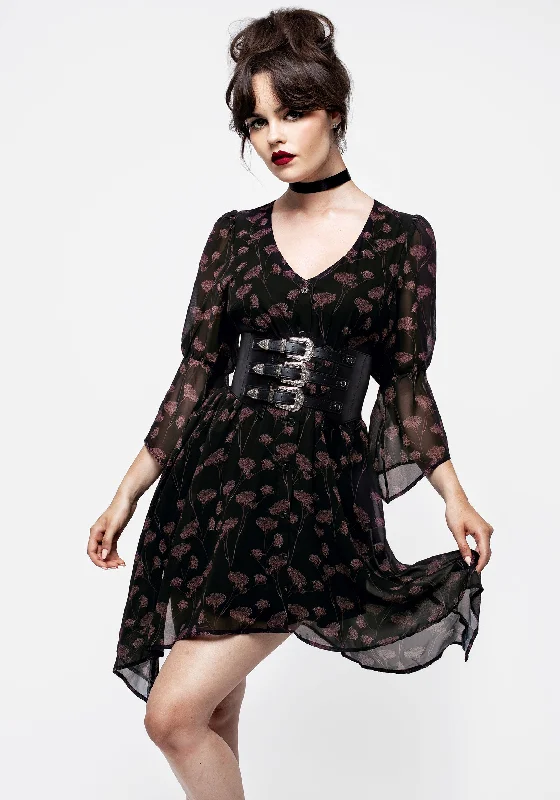 Thin light dress-Judas V-Neck Flute Sleeve Mini Shirt Dress