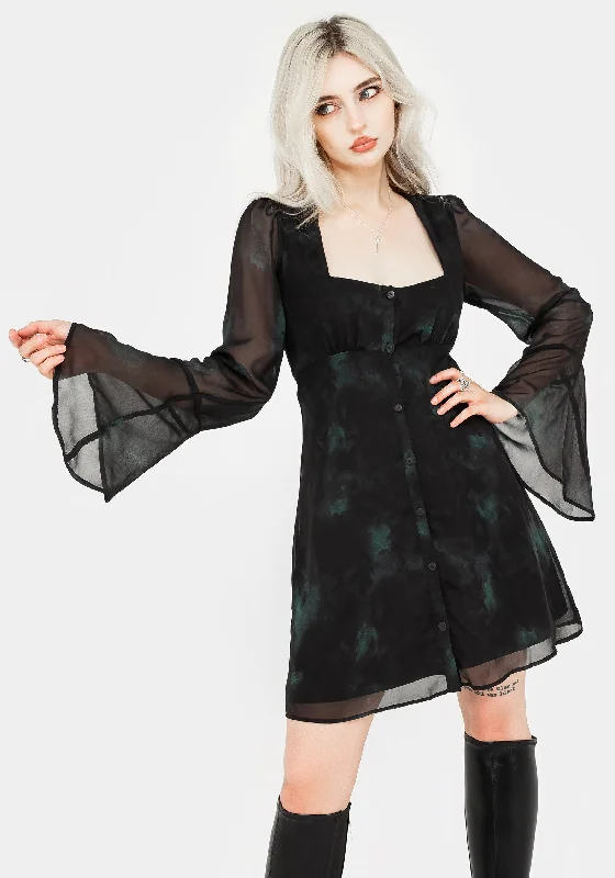 Hot fitted dress-Lichen Bell Sleeve Chiffon Mini Dress