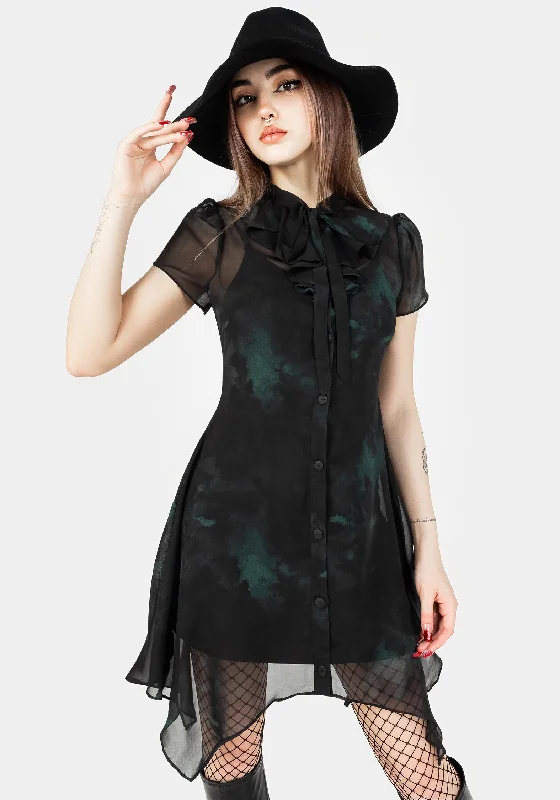 Quiet faint dress-Lichen Chiffon Mini Shirt Dress