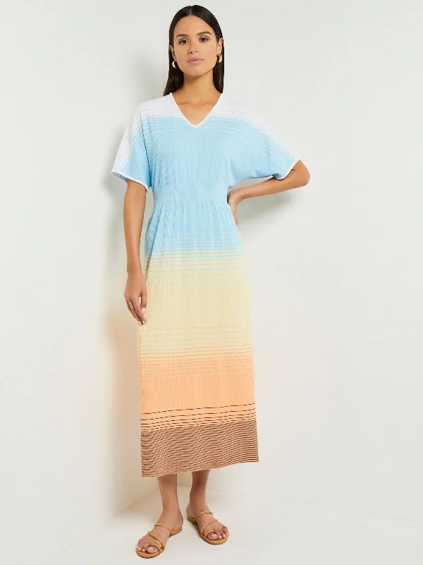 Loose smocked dress-Midi Fit & Flare Dress - Soft Ombre Jacquard Knit