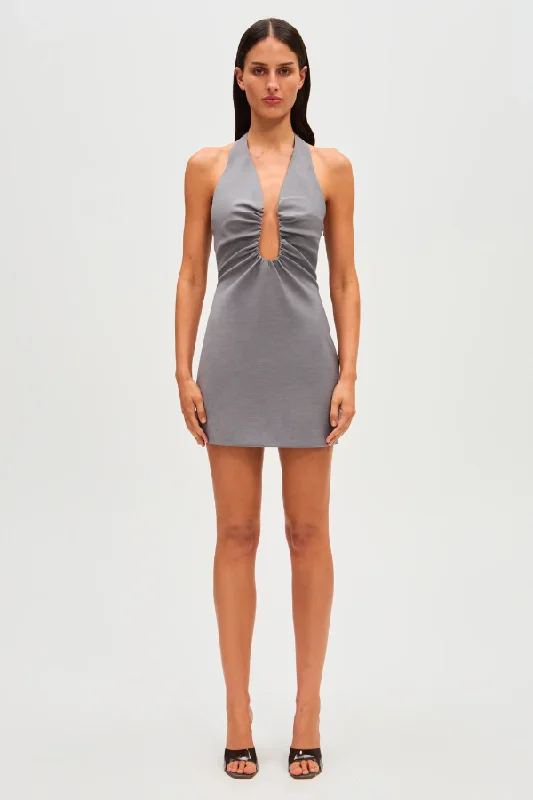 Bendy stretchy dress-Alusia Mini Dress Grey