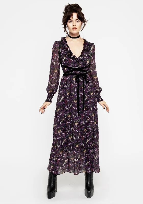 Mauve purple dress-Modern Mystic Puff Sleeve Maxi Dress