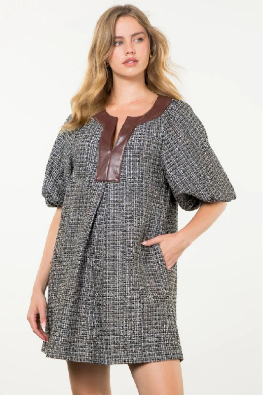 Dune toned dress-Naomi Tweed Mini Dress