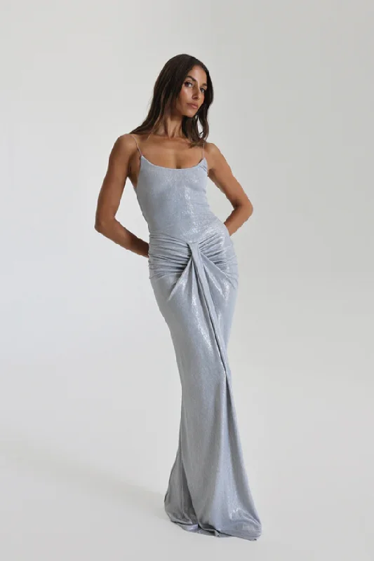 Smooth white dress-Allora Gown Silver