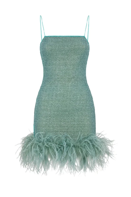 Ruffled twirl dress-Lumiere Plumage Mini Dress Aqua