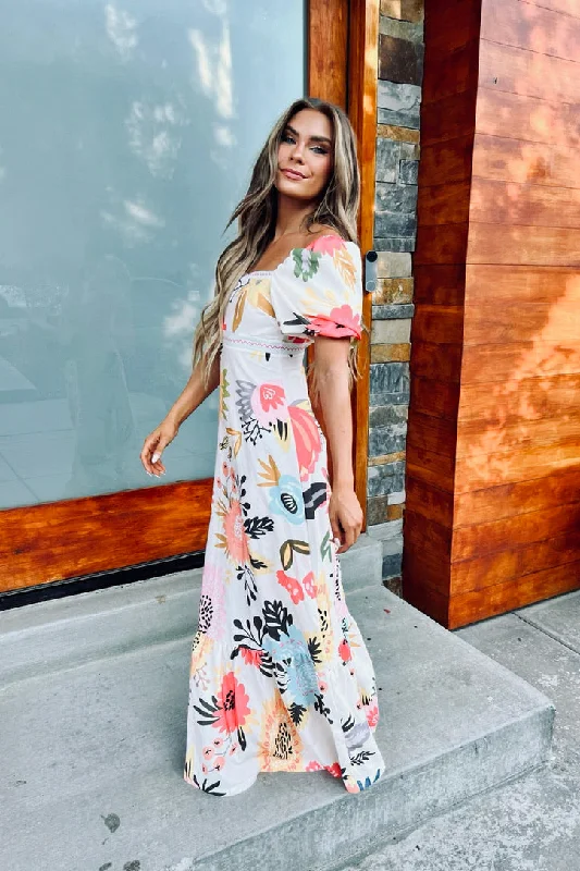 Silky georgette dress-Paradise Cove Floral Maxi Dress