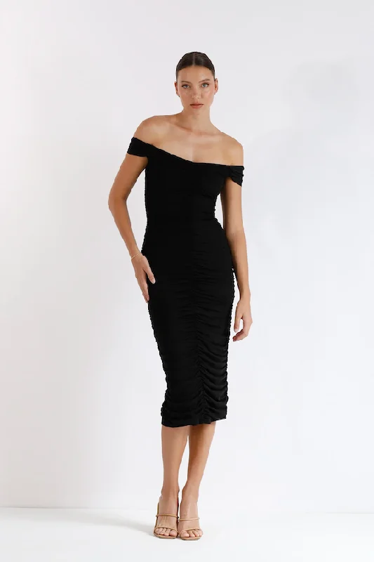 Tough twill dress-New Horizon Tapered Midi Black