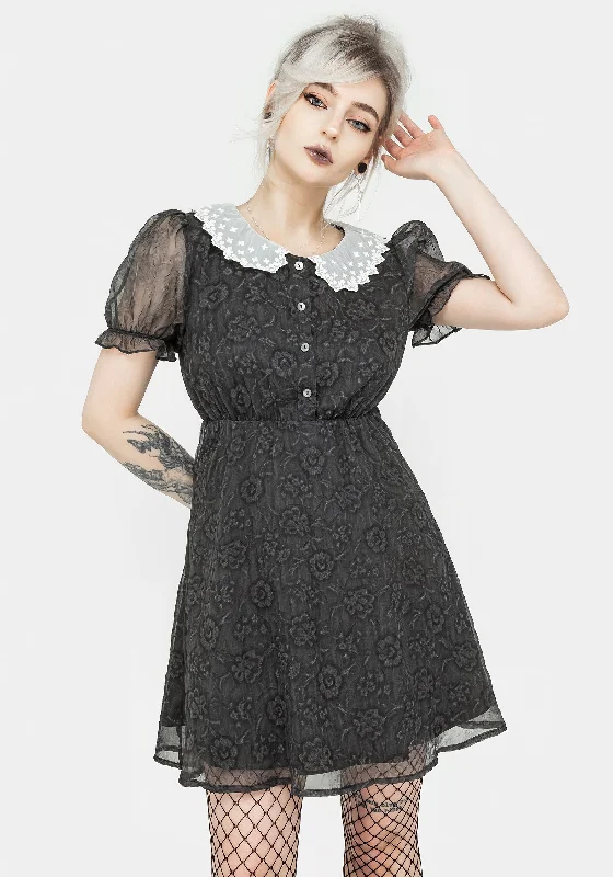 Claret evening dress-Phantasma Lace Collar Mini Dress