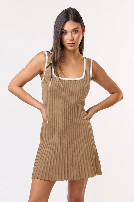 Nest plush dress-Pleated Sweater Mini Dress