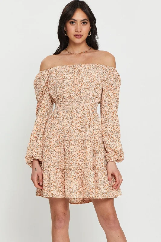 Sterling sleek dress-Print Mini Dress Long Sleeve