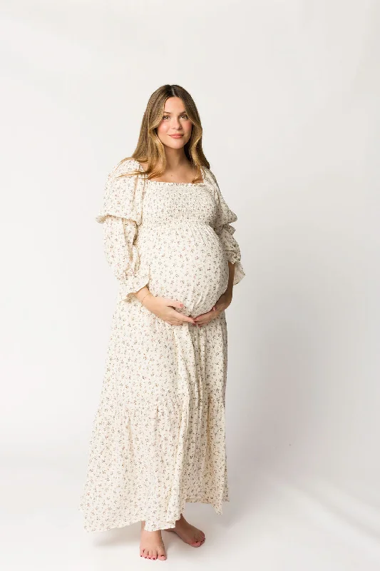 Braided beach dress-Emerson Gauze Maxi Dress in Ivory - Bump Friendly