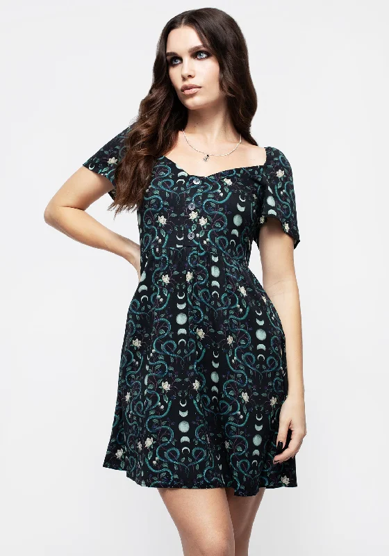 Wide maxi dress-Pythia Print Button Front Mini Dress