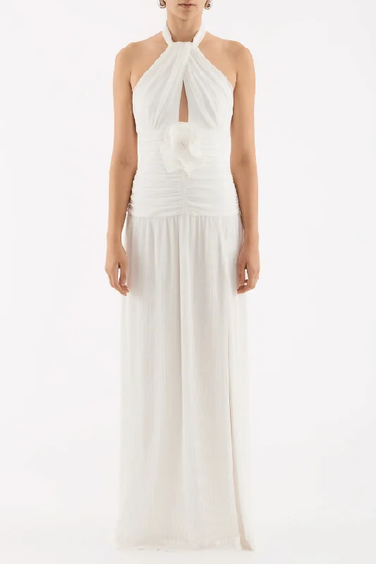 Prairie speck dress-Guinevere Halter Gown Ivory