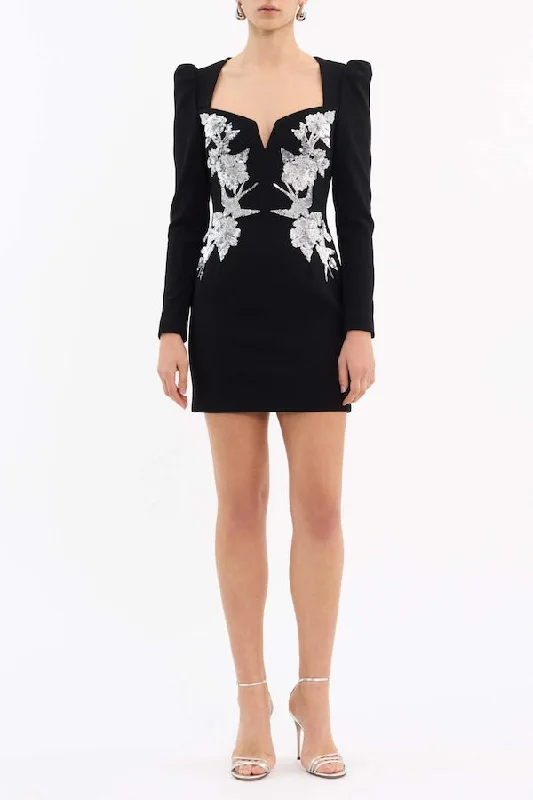 Sky beach dress-Monroe Long Sleeve Mini Black