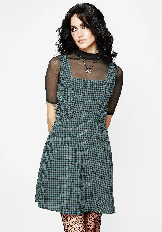 Tailored sheath dress-Restless Check Mini Apron Dress