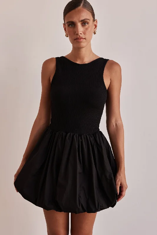 Petal blush dress-Rosamund Mini Dress (Black)