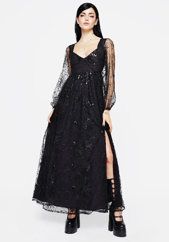 Paradise wrap dress-Sirius Sequined Faux Wrap Maxi Gown