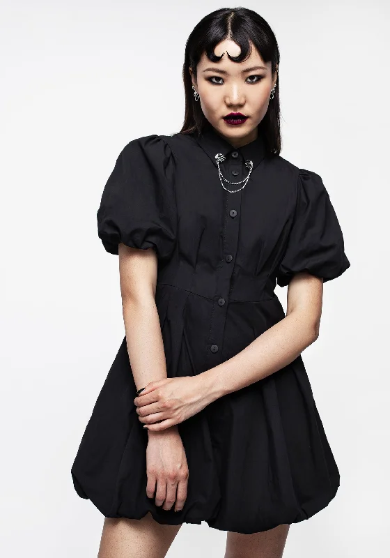 Magic satin dress-Skeleton Collar Bubble Hem Mini Dress