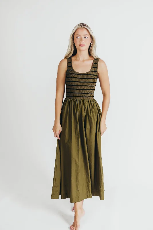 Raw frayed dress-Dakota Knit Midi Dress in Olive/Black