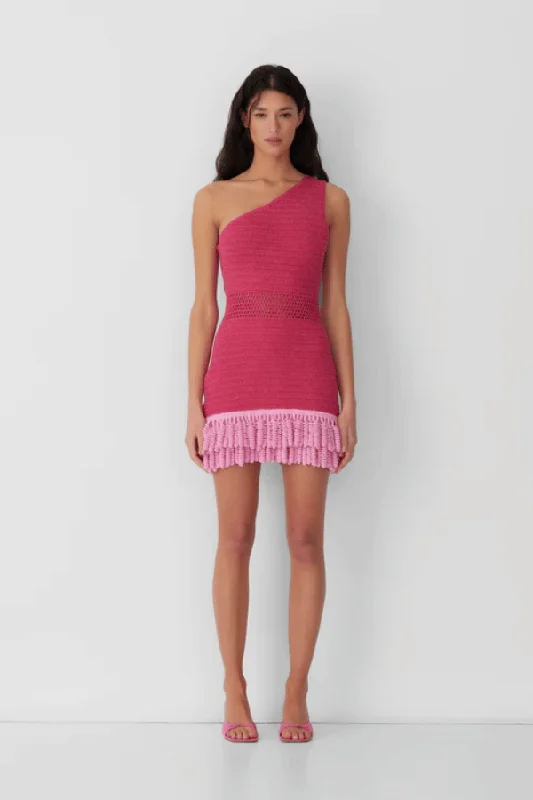 Tough twill dress-Ottavio Crochet Mini Dress Fuchsia