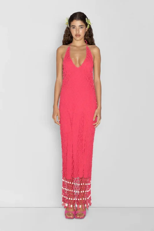 Breezy wrap dress-Reis Macrame Maxi Dress Candy