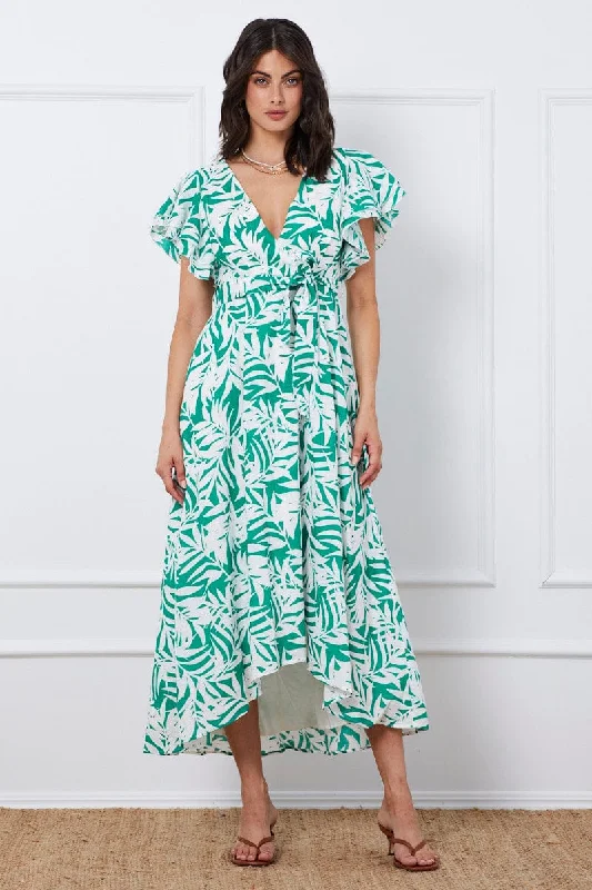 Dress 长尾词（300个）Trop Print Wrap Dress Short Sleeve Maxi