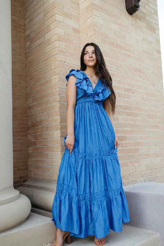 Tiny tucked dress-Victoria Ruffle Tiered Maxi Dress