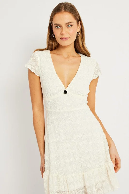 Ash knit dress-White Mini Dress Lace